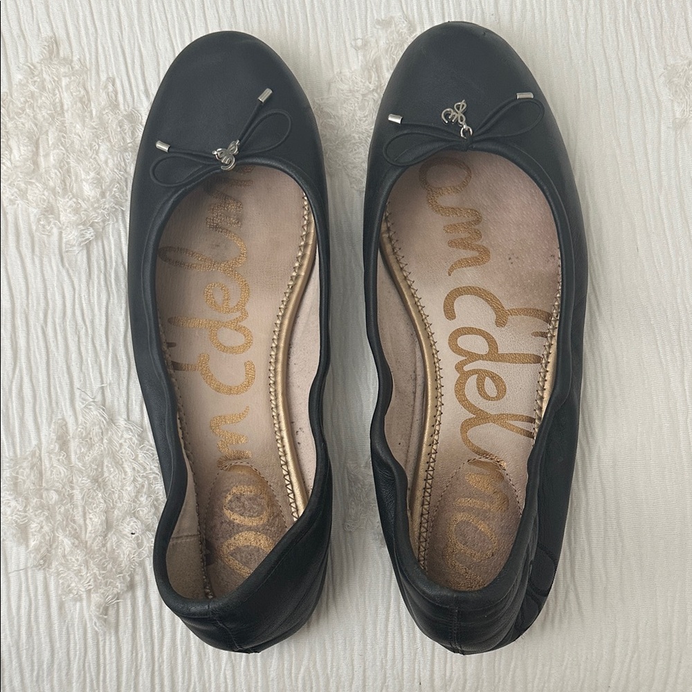 Sam Edelman Felicia  Black ballet Leather Flats size 10 pre owned